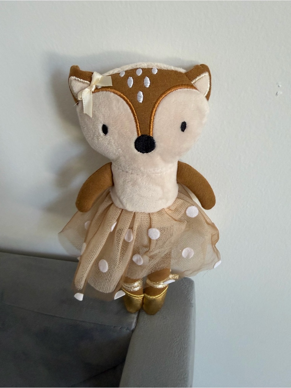 Elly & Emmy Plush Brown Tan Dot Fawn Deer Ballerina Ballet Baby Girl Lovey Toy